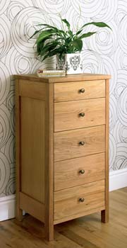 Furniture123 Newhampton Light Oak 5 Drawer Chest - WHILE