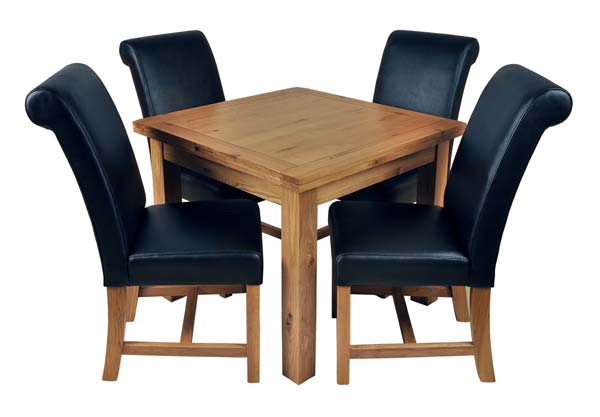 Furniture123 Newlyn Oak Extending Dining Set with 4 Leather