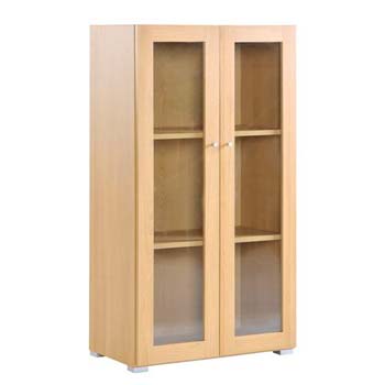 Furniture123 Newsam Medium Glazed Bookcase in Oak