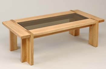 Nexo Glass Top Coffee Table In Light Oak and Glass