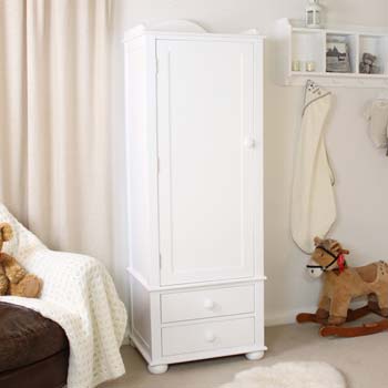 Furniture123 Nipper Nursery White Solid Ash 1 Door Wardrobe