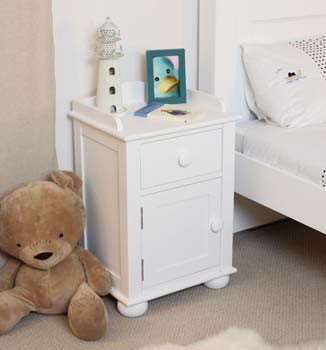 Nipper Nursery White Solid Ash Bedside Table