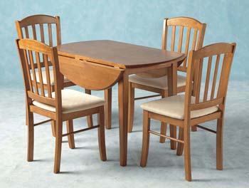 Furniture123 Norwich Drop Leaf Dining Set in Light Honey