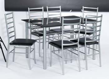 Furniture123 Norwich Rectangular Dining Set with Black Glass