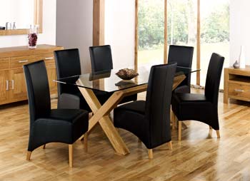 Furniture123 Nyon Oak Glass Dining Set in Black