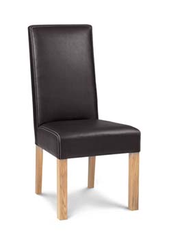 Furniture123 Nyon Oak Large Leather Dining Chairs in Brown