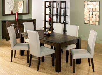 Furniture123 Nyon Walnut Extending Dining Set with Ivory