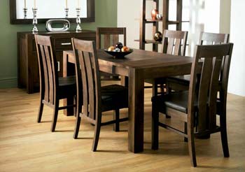 Furniture123 Nyon Walnut Extending Dining Set with Slatted