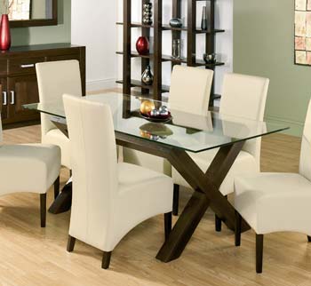 Furniture123 Nyon Walnut Glass Dining Table