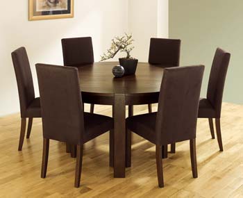 Furniture123 Nyon Walnut Round Dining Set with Upholstered