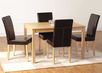 Oakmere Dining Set in Brown Leather -