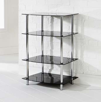 Odessa Black Glass Hi-fi Unit - WHILE STOCKS LAST!