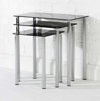 Furniture123 Odessa Black Glass Nest Of Tables