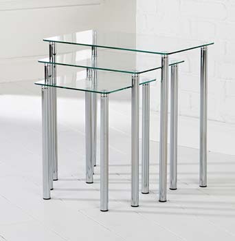 Odessa Clear Glass Nest Of Tables - WHILE STOCKS