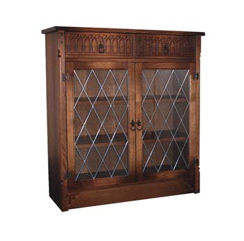 Furniture123 Olde Regal Oak Low Bookcase with Glazed Doors
