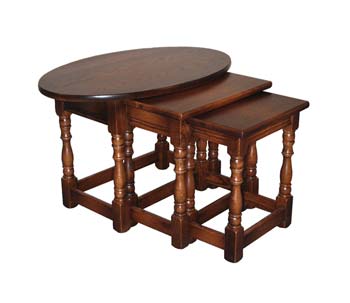 Furniture123 Olde Regal Oak Oval Nest Of Tables - FREE NEXT