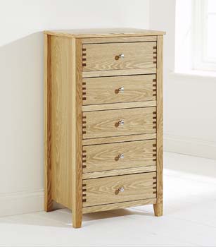 Furniture123 Oliver Light Oak 5 Drawer Chest