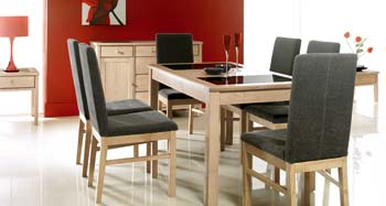 Furniture123 Opal Ash Dining Set with Upholstered Chairs