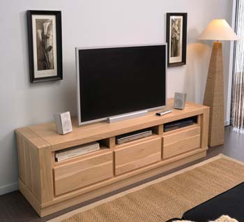 Furniture123 Oran Solid Oak 3 Drawer TV Unit