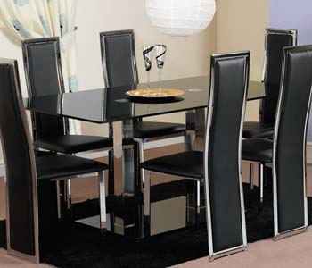 Furniture123 Oriel Rectangular Dining Table with Glass Top
