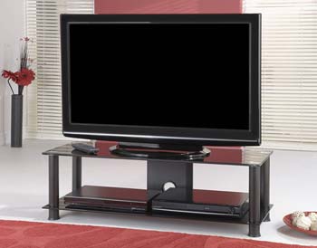 Furniture123 Orson Black Glass 2 Tier TV Unit OS017 BB - FREE
