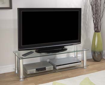 Orson Clear Glass 2 Tier TV Unit OS017 S - FREE