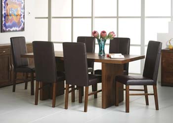 Furniture123 Panache Large Panel Dining Set in Brown - WHILE