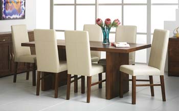 Furniture123 Panache Large Panel Dining Set in Ivory - WHILE
