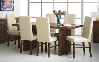 Furniture123 Panama Large Panel Dining Set in Ivory