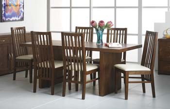 Furniture123 Panama Large Panel Dining Set with Slatted Chairs