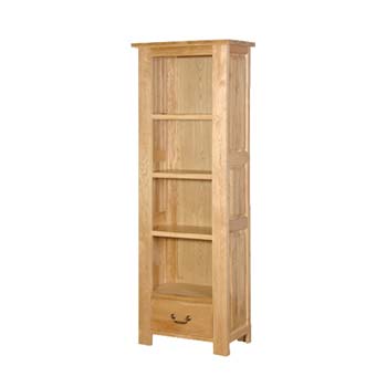 Portland Oak Tall Bookcase with Drawer