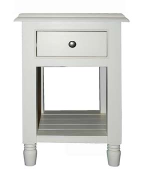 Portman Ivory 1 Drawer Bedside Table - WHILE