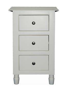 Portman Ivory 3 Drawer Bedside Chest - WHILE