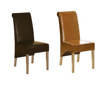 Set of 2 Tufted Leather Roll Top Chairs Accent Chairs Living Room