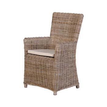 Townsend Rustic Wood and Rattan Dining Table Set - Dining Table