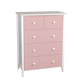 Robin Kids 5 Drawer Chest in Pink