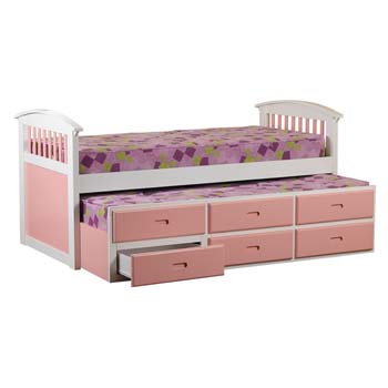 Robin Kids Storage Trundle Guest Bed in Pink