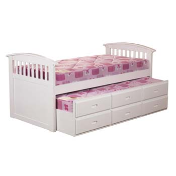Furniture123 Robin Kids Trundle Guest Bed in White