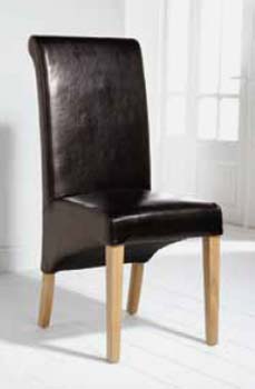 Royal Leather Dining Chairs in Brown (pair) -