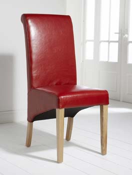 Furniture123 Royal Leather Dining Chairs in Red (pair) - FREE