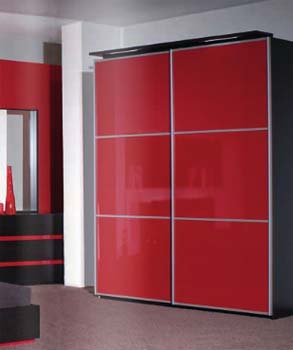 Furniture123 Rubin 2 Door Wardrobe in Wenge and Red