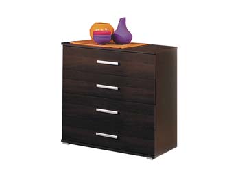Furniture123 Samba 4 Drawer Chest in Dark Walnut