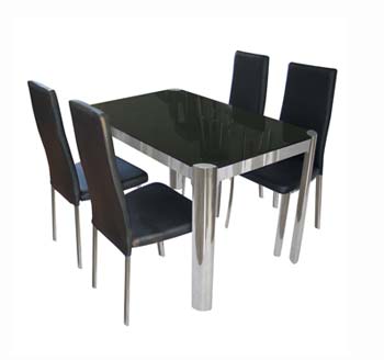 Furniture123 Shade Glass and Chrome 4 Seater Dining Set