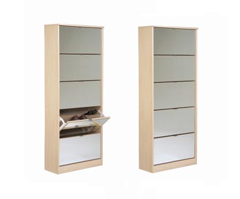 Shoes Mirrored 5 Drawer Shoe Cabinet
