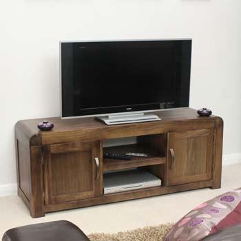 Furniture123 Shyra Solid Walnut 2 Door Widescreen TV Unit