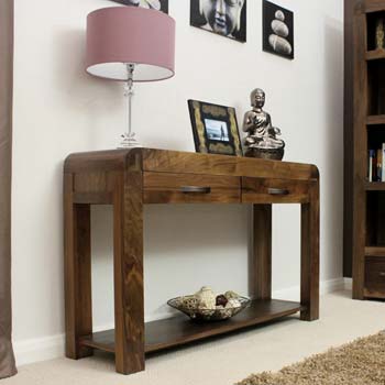 Furniture123 Shyra Solid Walnut 2 Drawer Console Table