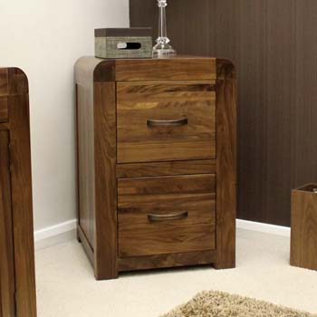 Furniture123 Shyra Solid Walnut 2 Drawer Filing Cabinet