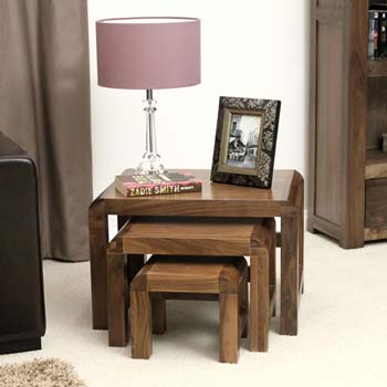 Furniture123 Shyra Solid Walnut Nest of Tables