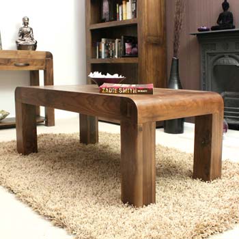 Furniture123 Shyra Solid Walnut Rectangular Coffee Table