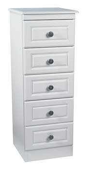 Furniture123 Snowdon White Narrow 5 Drawer Chest